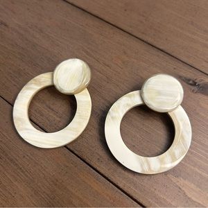 Anthropologie Sunshine Tienda Statement Earrings Ivory